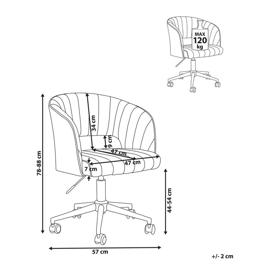 Beliani Chaise de bureau en Velours Scandinave KATONAH  