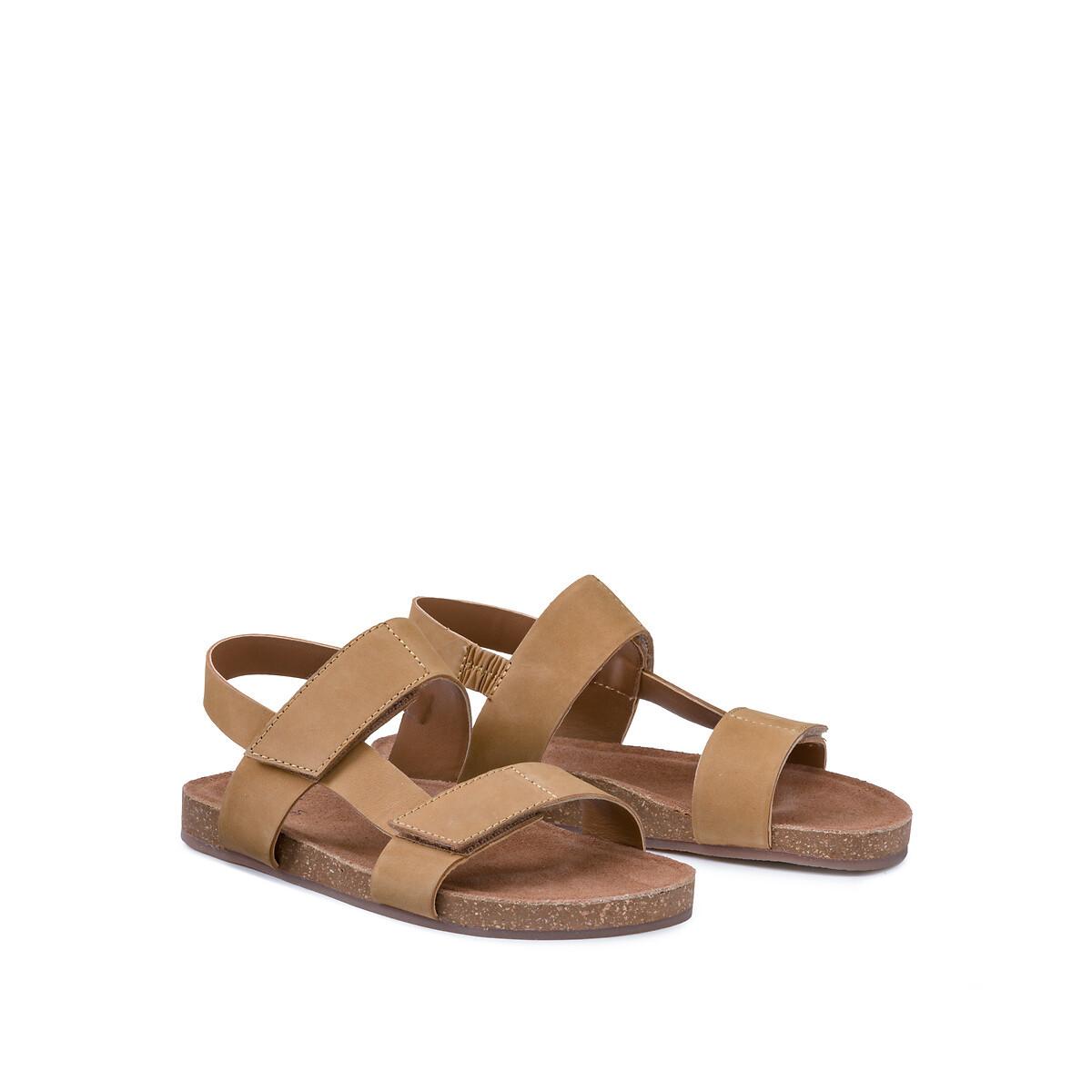 Image of Ledersandalen Mit Klettverschluss Unisex Beige 26