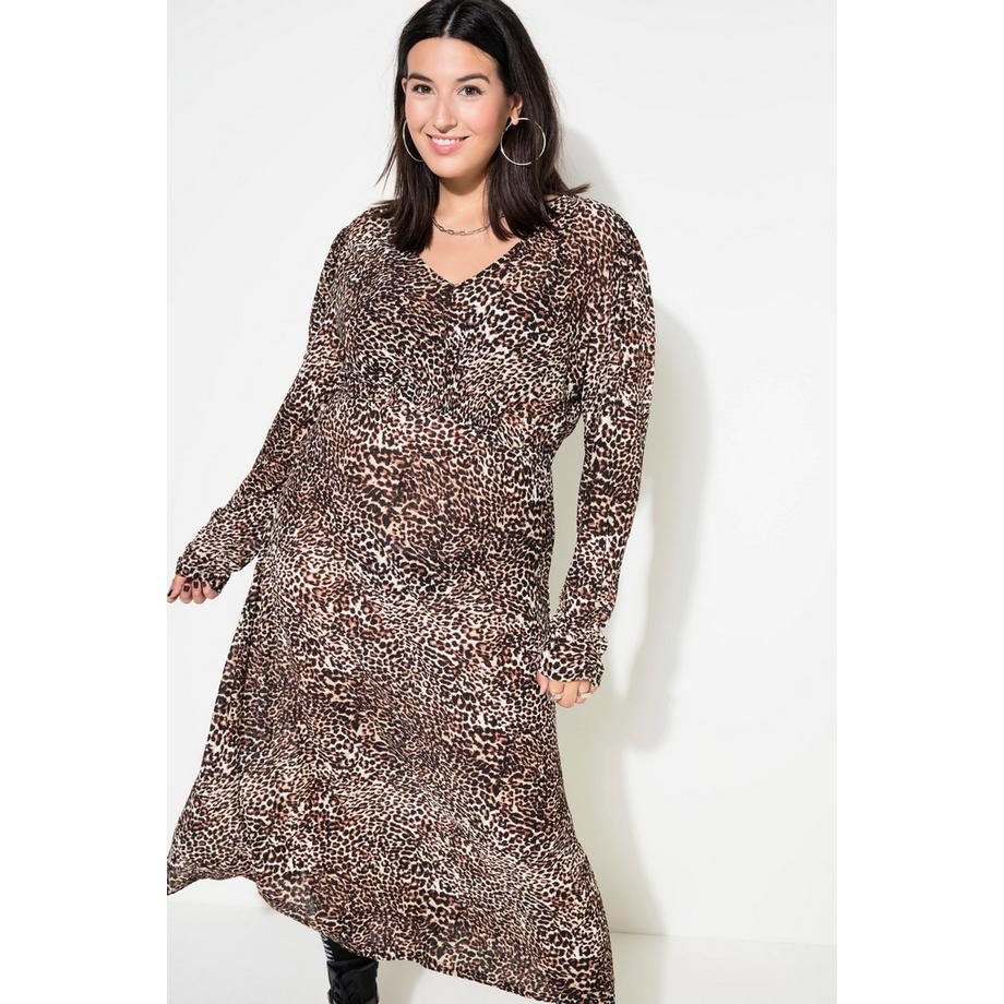 Studio Untold Midi A-Linie Leo Langarm Jerseykleid  