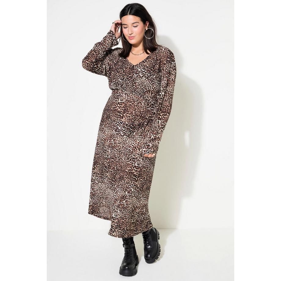 Studio Untold Midi A-Linie Leo Langarm Jerseykleid  