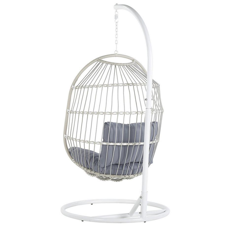 Beliani Poltrona sospesa con supporto da pavimento en Rattan sintetico Boho ALBA  