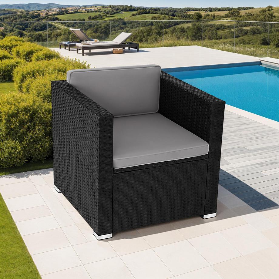 Tectake Fauteuil de jardin en rotin LIGNANO résistant  