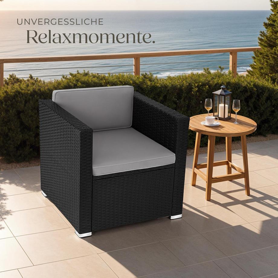 Tectake Fauteuil de jardin en rotin LIGNANO résistant  