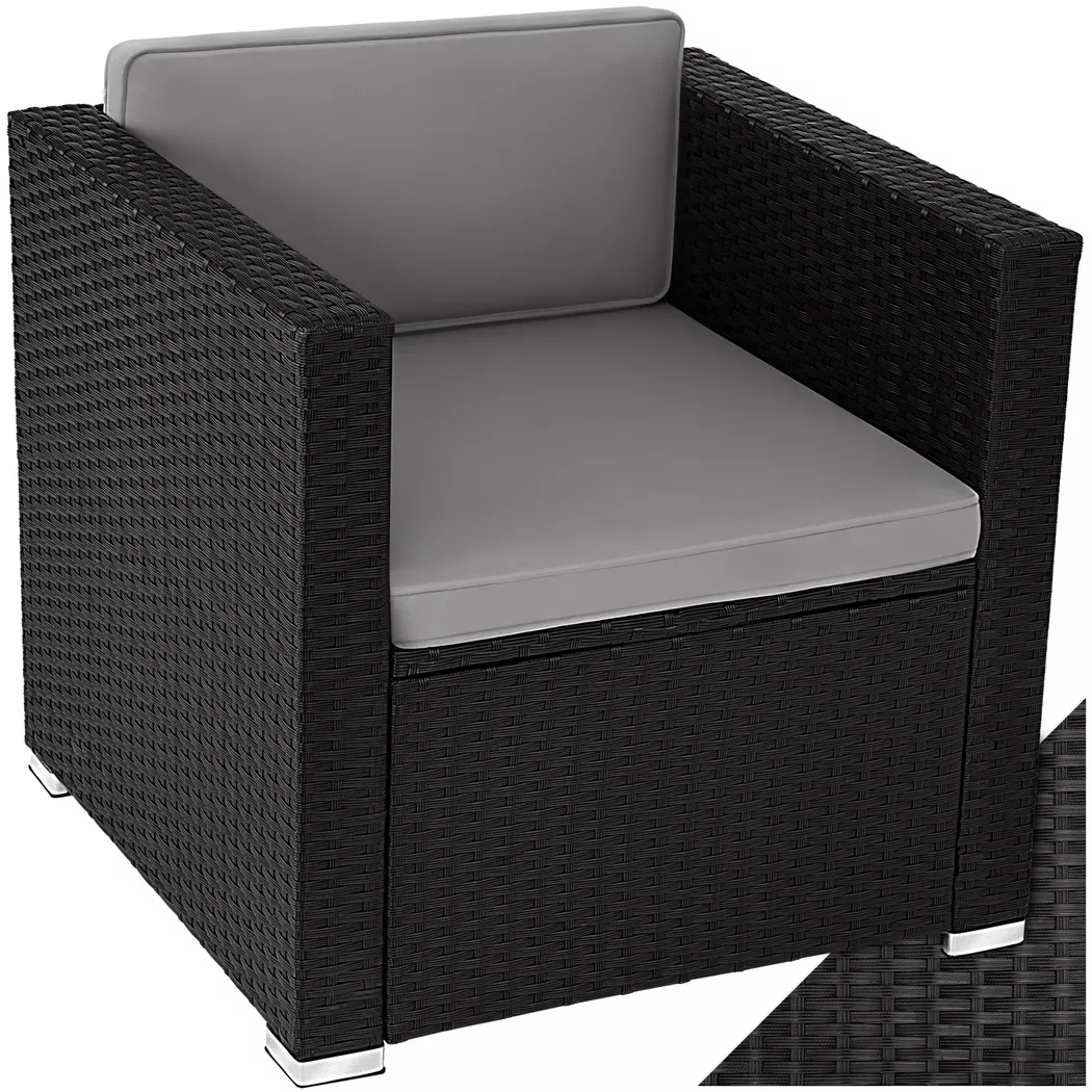 tectake® Rattansessel , widerstandsfähig, inklusive Sitz- und Rückenpolster, 70 x 69 x 65cm