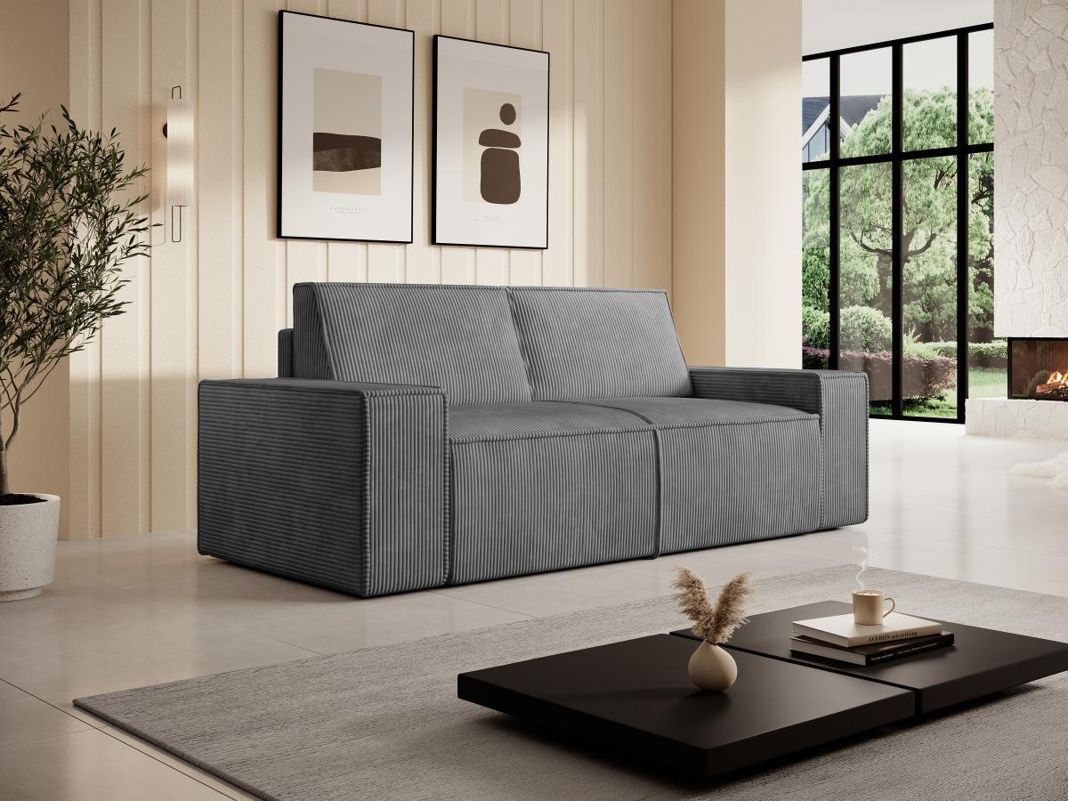 Vente-unique Sofa 2-Sitzer - Cord - Anthrazitgrau - AMELIA  