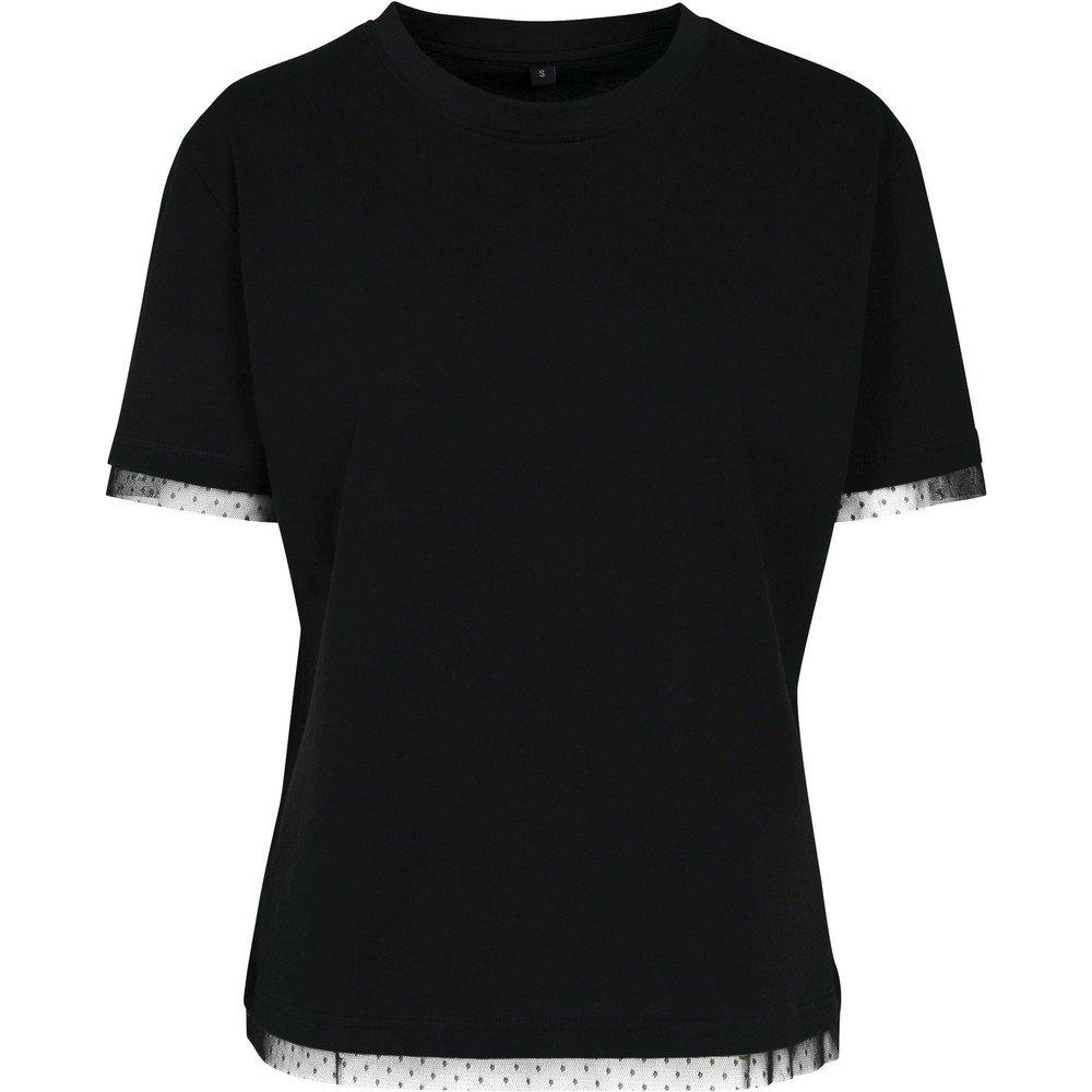 Image of Tshirt Spitzendetail Damen Schwarz 5XL
