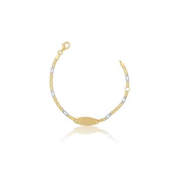 ID-Bracelet oval Fantasie Bicolor Gelbgold-/Weissgold 750, 2.3mm, 14cm