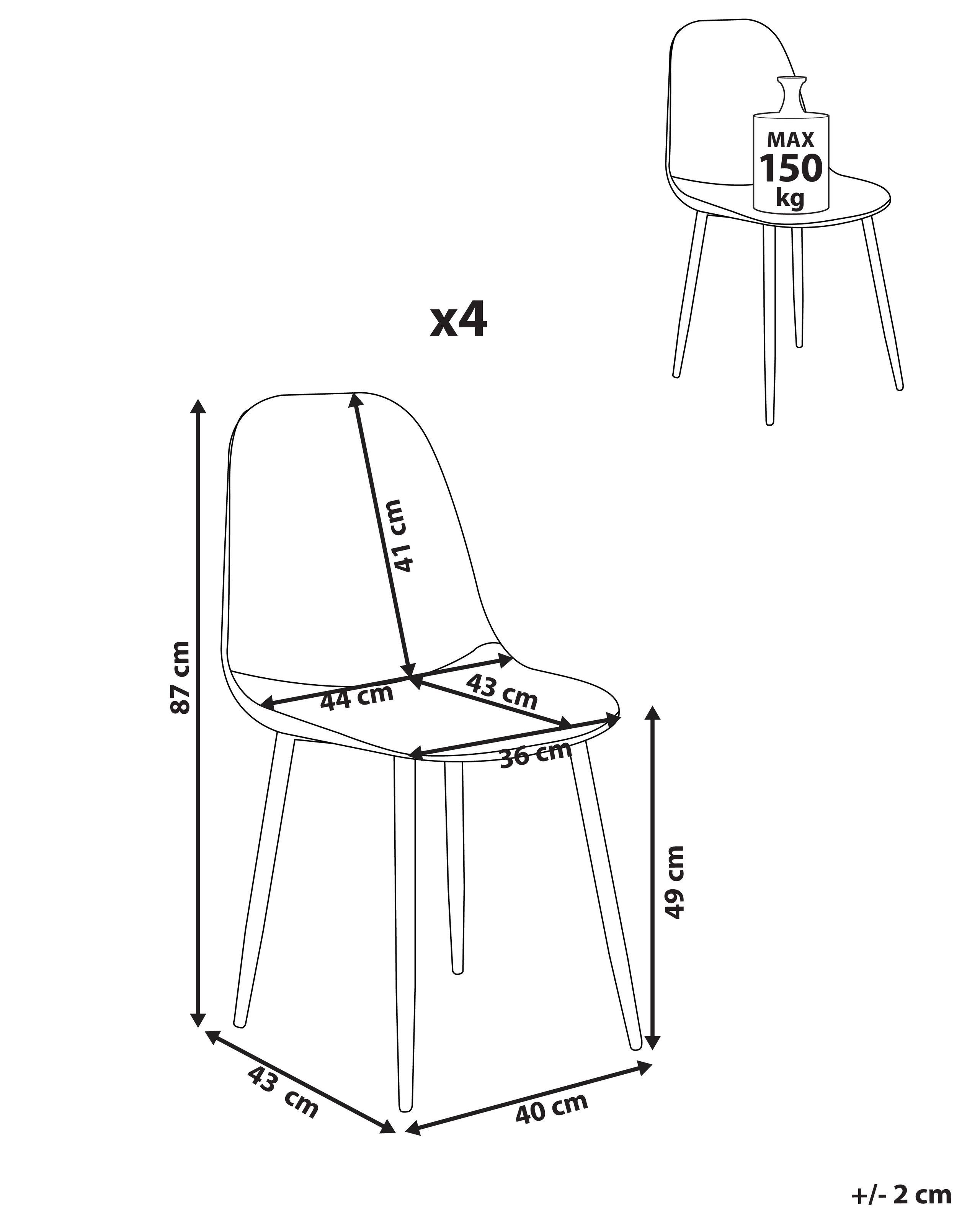 Beliani Lot de 4 chaises de salle à manger en Tissu Moderne CRANDALL  