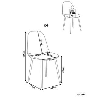 Beliani Lot de 4 chaises de salle à manger en Tissu Moderne CRANDALL  