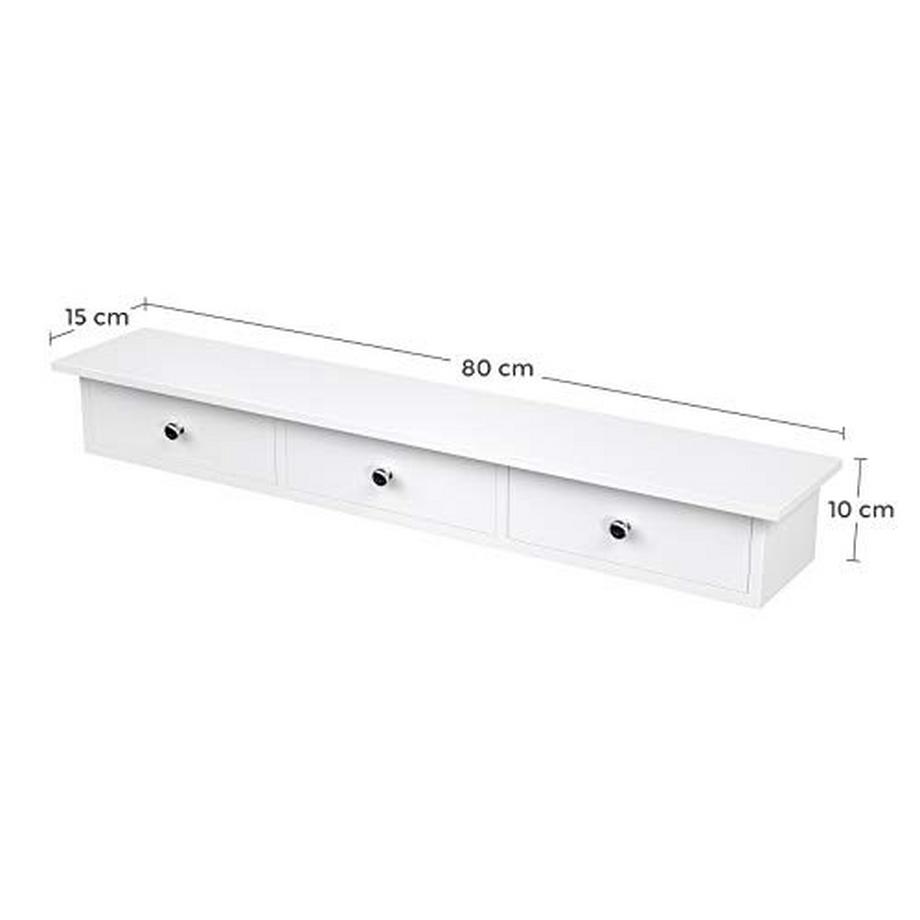 Pricenet  Schwebendes Wandregal mit 3 Schubladen, Weiß, 80 cm 
