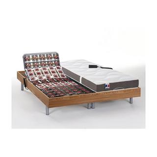 DREAMEA Lit électrique relaxation tout plots matelas 100% latex 5 zones JUPITER de DREAMEA Chêne naturel 2 moteurs OKIN  