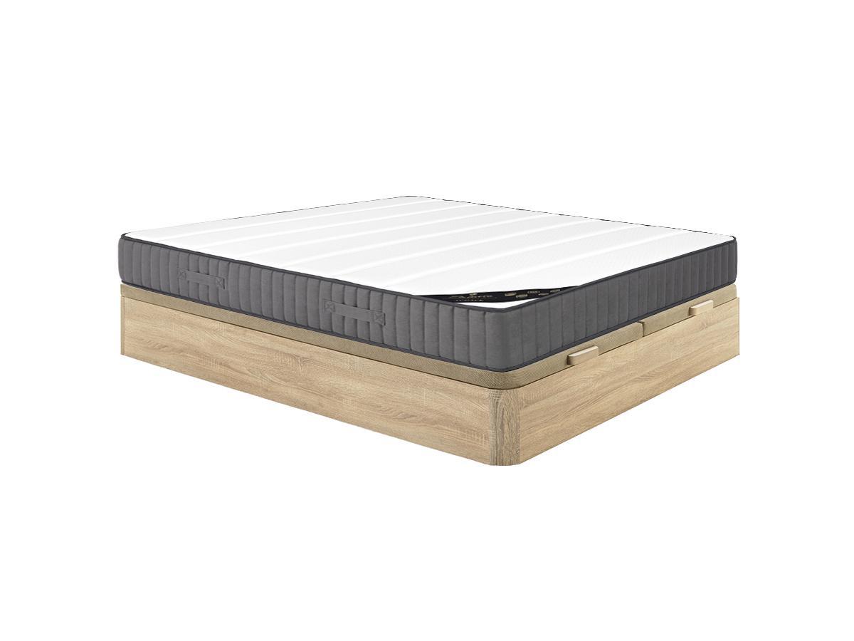 Vente-unique Ensemble 180 x 200 cm sommier coffre naturel clair + matelas ressorts ensachés 7 zones et mousse haute résilience ép.26cm - AUDACE de PALACIO  