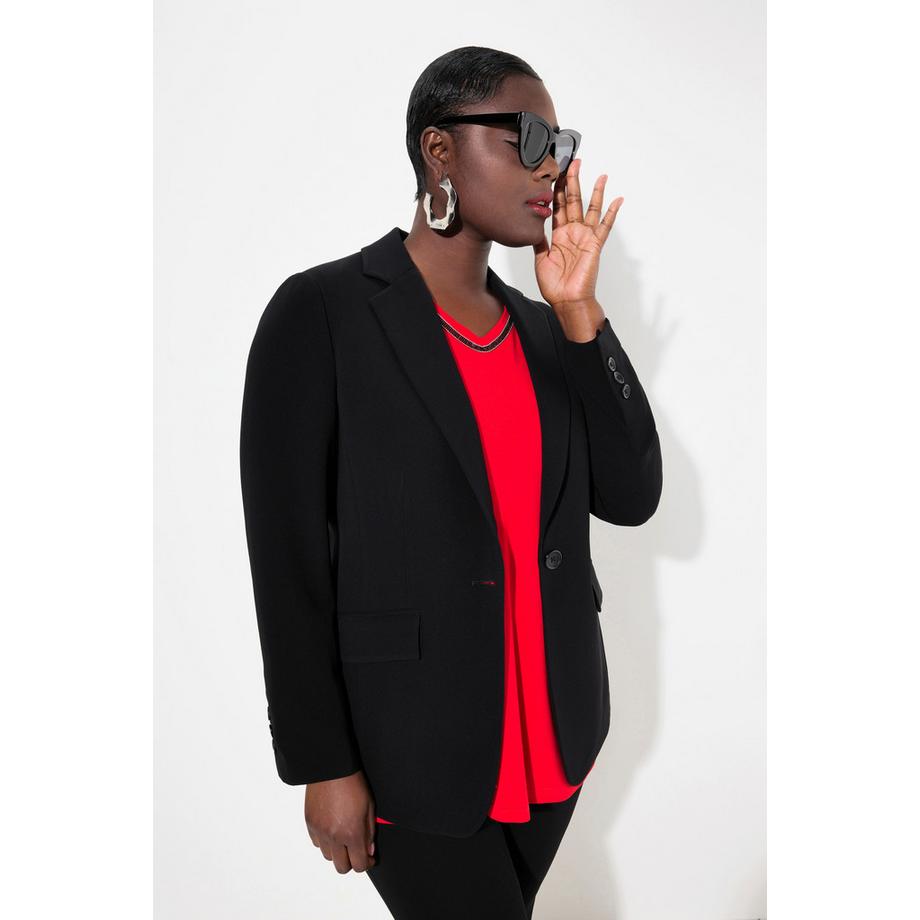 Ulla Popken Blazer Col Revers Poches Rabat Fermeture Bouton  