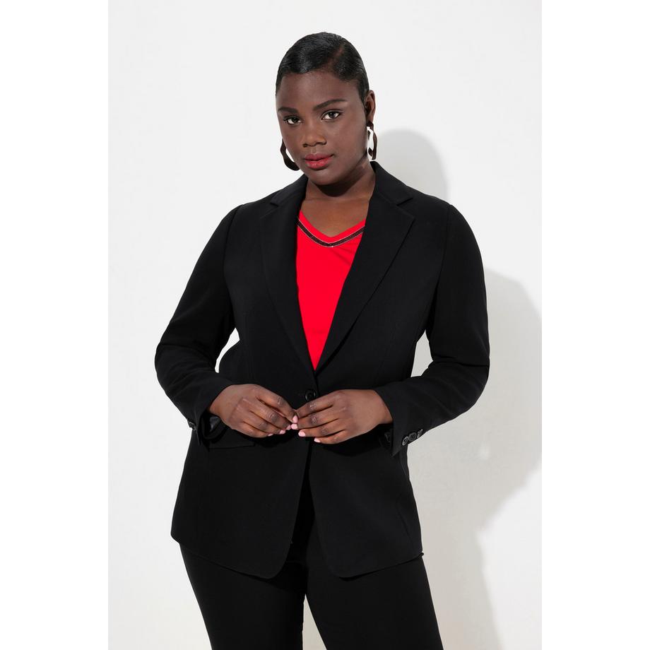 Ulla Popken Blazer Col Revers Poches Rabat Fermeture Bouton  