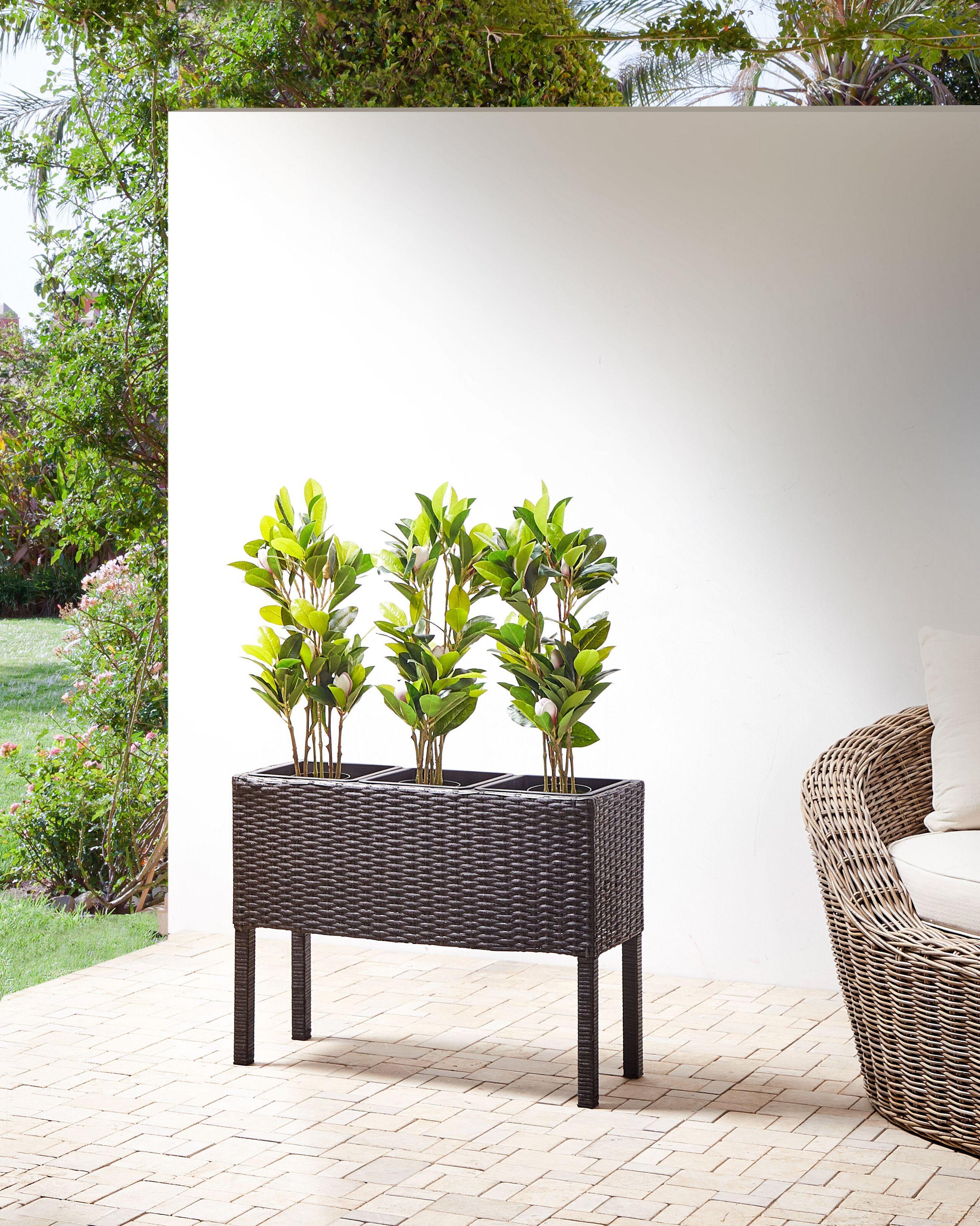 Beliani Vaso per piante rialzato en Rattan sintetico Rustico CARAGANA  
