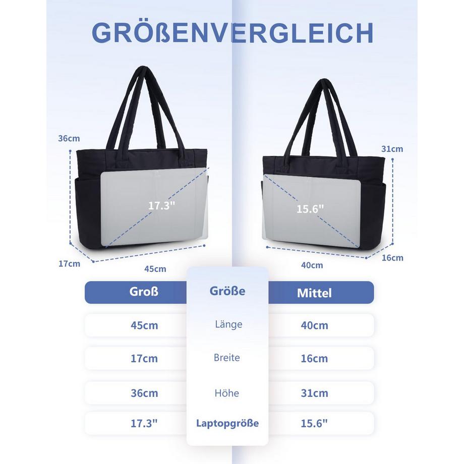 Only-bags.store Sac Cabas Matelassé 20 L avec Compartiment pour Ordinateur Portable 15,6 Pouces et Porte-boissons  