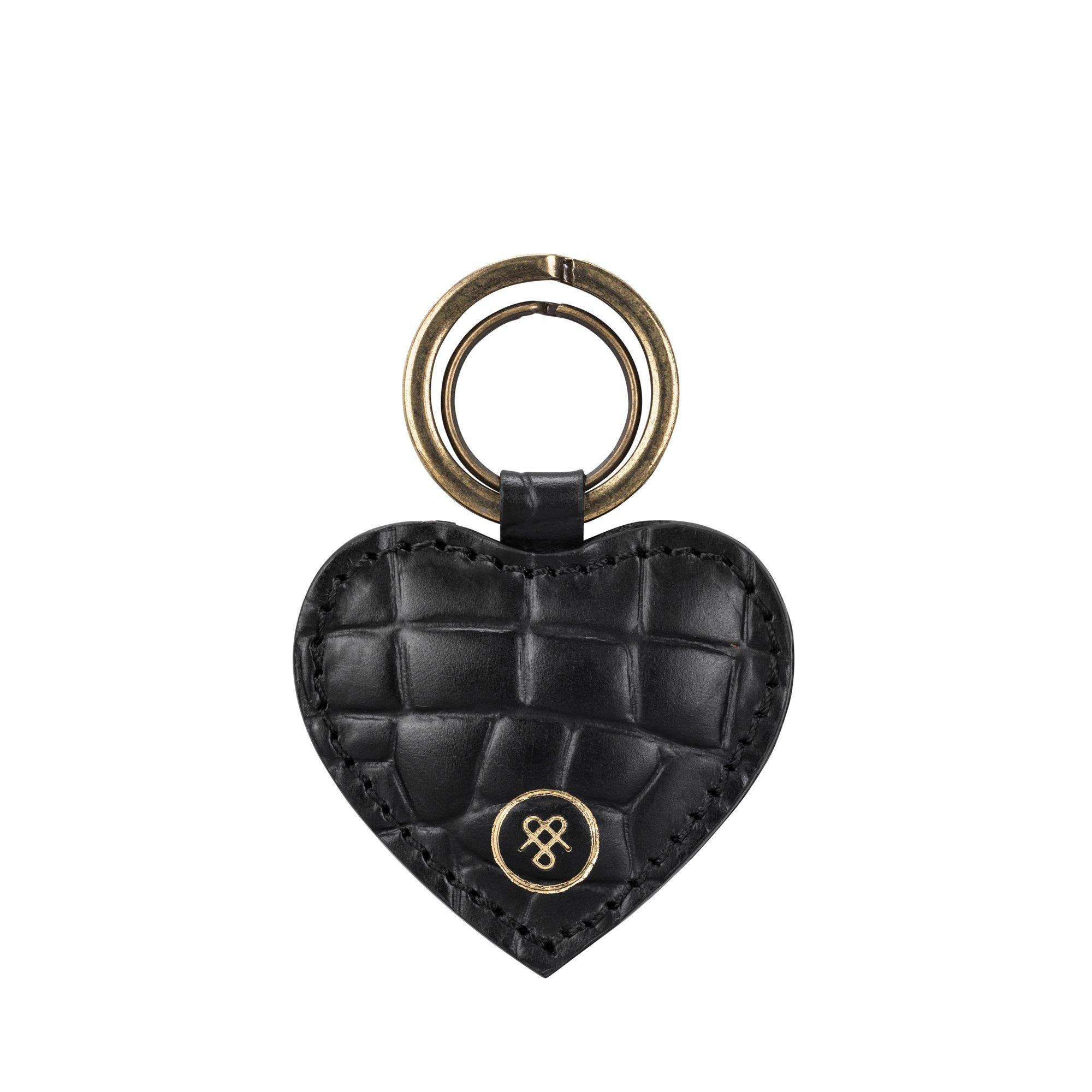 Image of Mimi Croco - Herzförmiger Schlüsselanhänger Mit Krokodil Optik Unisex Schwarz