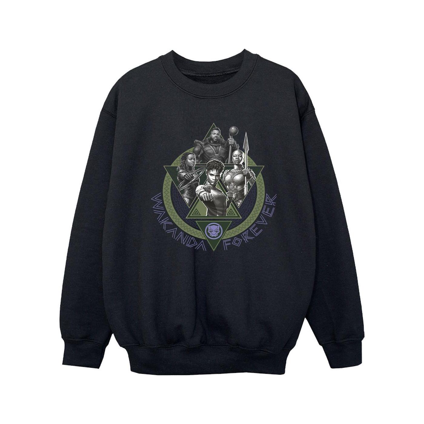 Image of Black Panther Wakanda Forever Group Ring Pose Sweatshirt Mädchen Schwarz 140/146