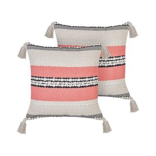 Beliani Lot de 2 coussins décoratifs en Coton Boho EUPHORBIA  