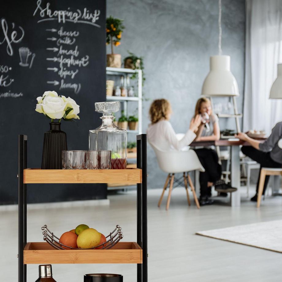 B2X Carrello di servizio in bambù con 3 ripiani  