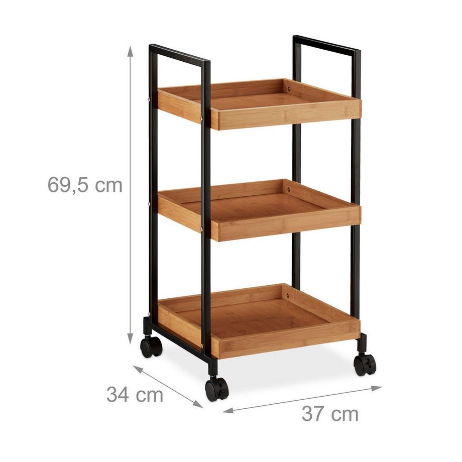 B2X Carrello di servizio in bambù con 3 ripiani  