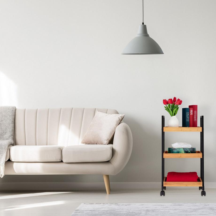 B2X Carrello di servizio in bambù con 3 ripiani  