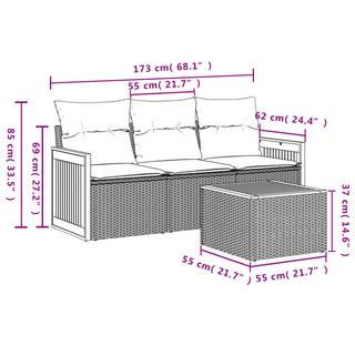 VidaXL Ensemble de canapés de jardin rotin synthétique  