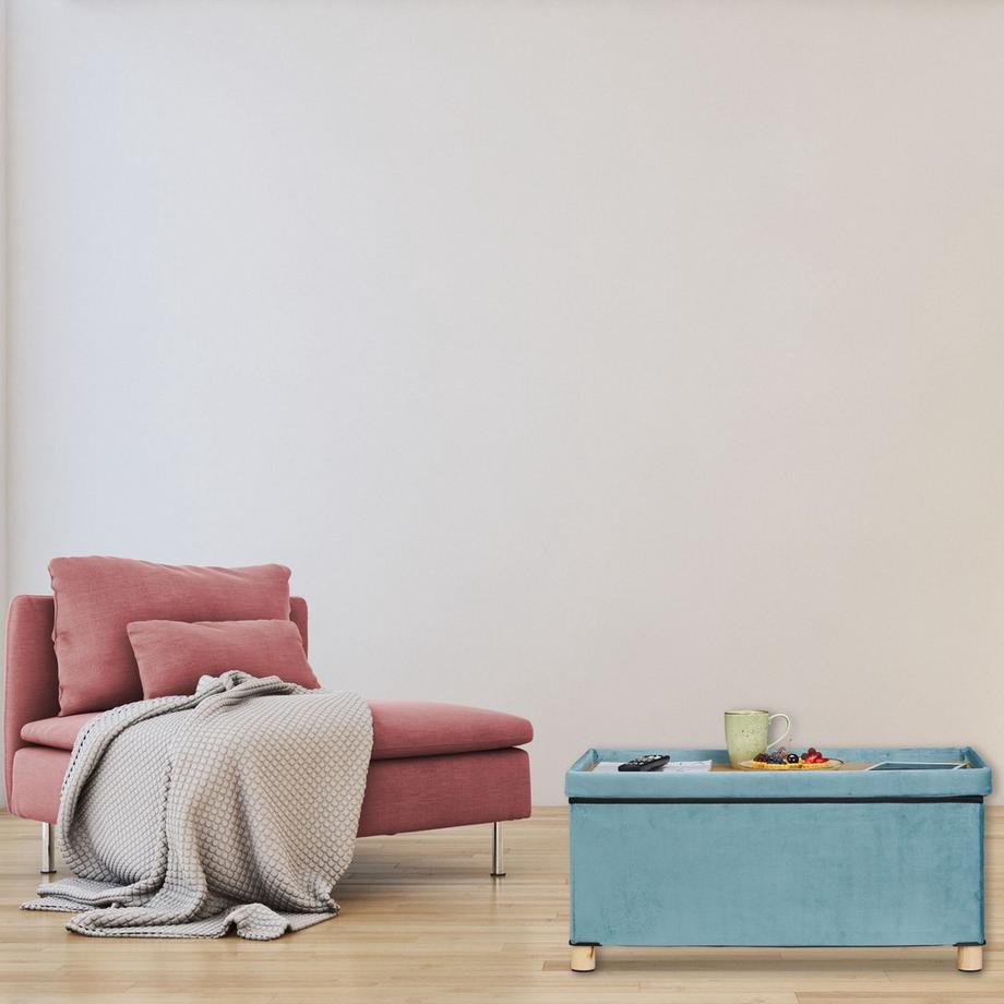 B2X Sitzbank mit Samtbezug und Holzfüßen  