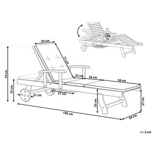 Beliani Lettino Prendisole con Cuscino en Legno d'acacia Classico TOSCANA  