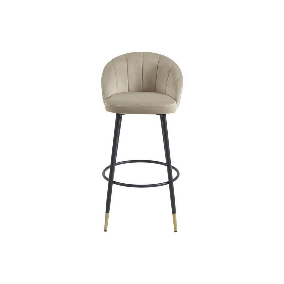Vente-unique Lot de 2 tabourets de bar en velours et métal - Beige - ELIRAM  