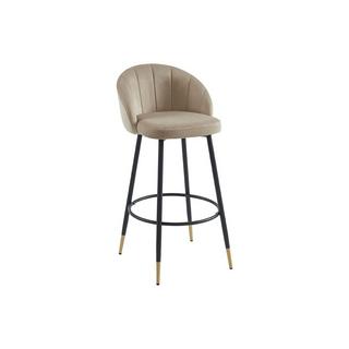 Vente-unique Sgabello da bar in Velluto e metallo Beige - Lotto di 2 - ELIRAM  