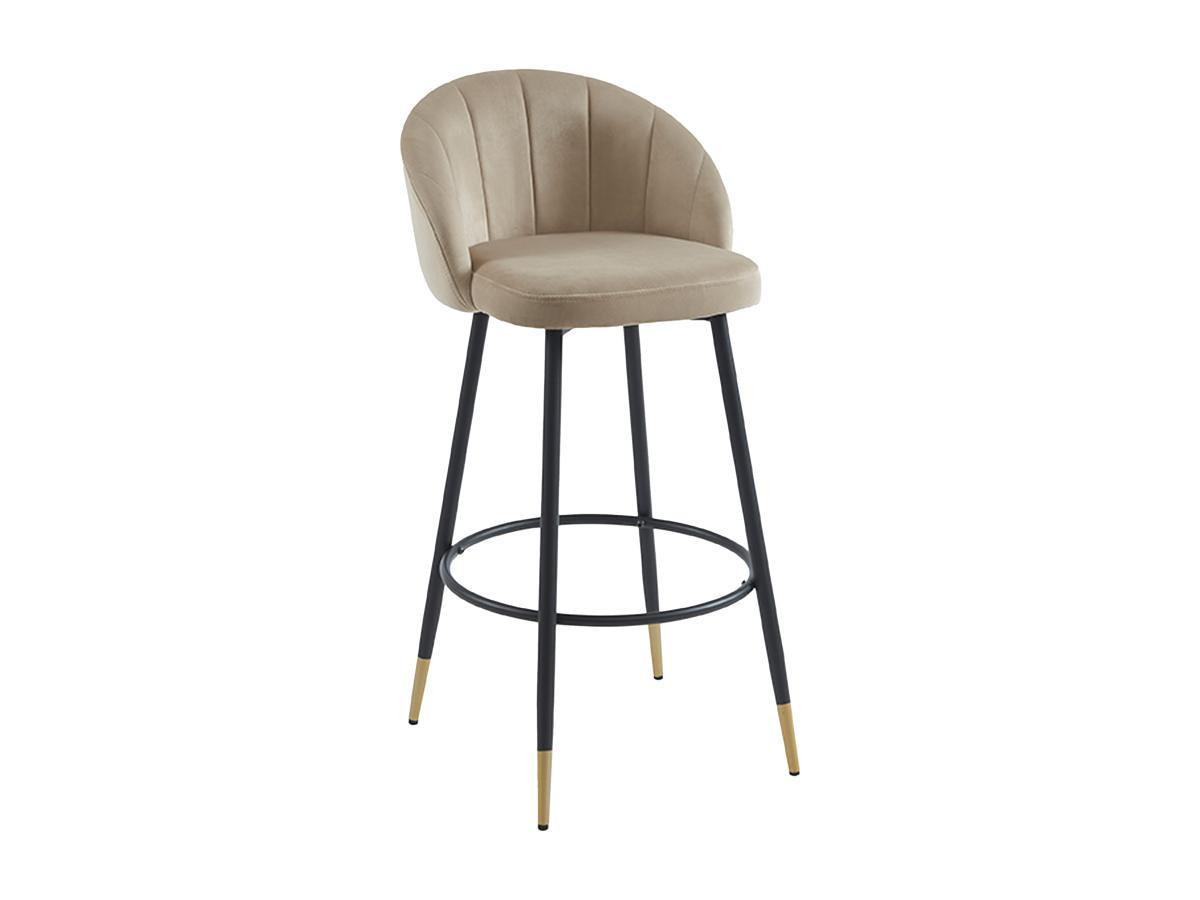 Vente-unique Sgabello da bar in Velluto e metallo Beige - Lotto di 2 - ELIRAM  