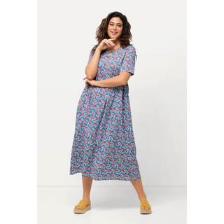 Ulla Popken Jersey Maxikleid A-Linie Rundhals Halbarm mit Taschen  