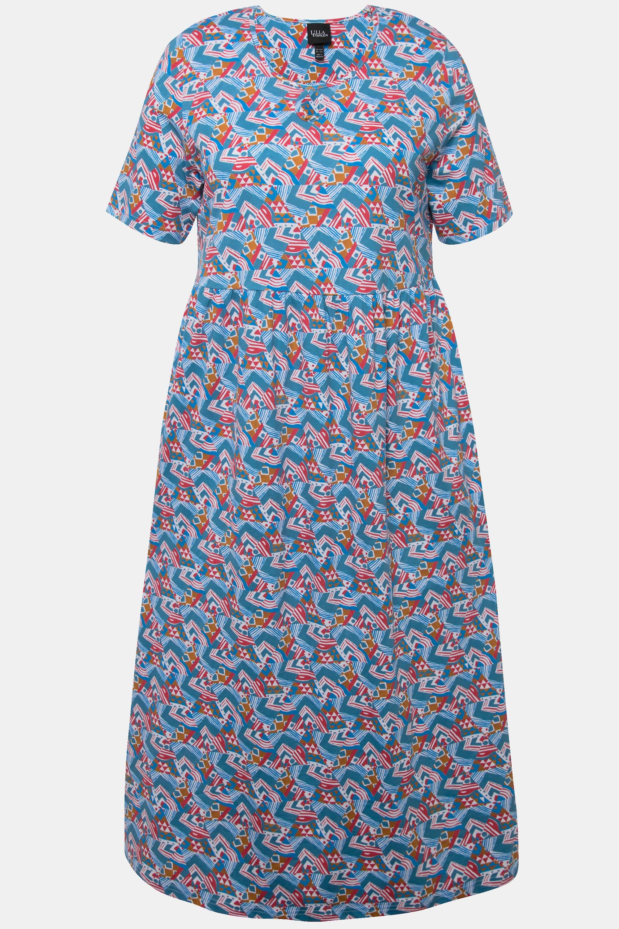 Ulla Popken Jersey Maxikleid A-Linie Rundhals Halbarm mit Taschen  