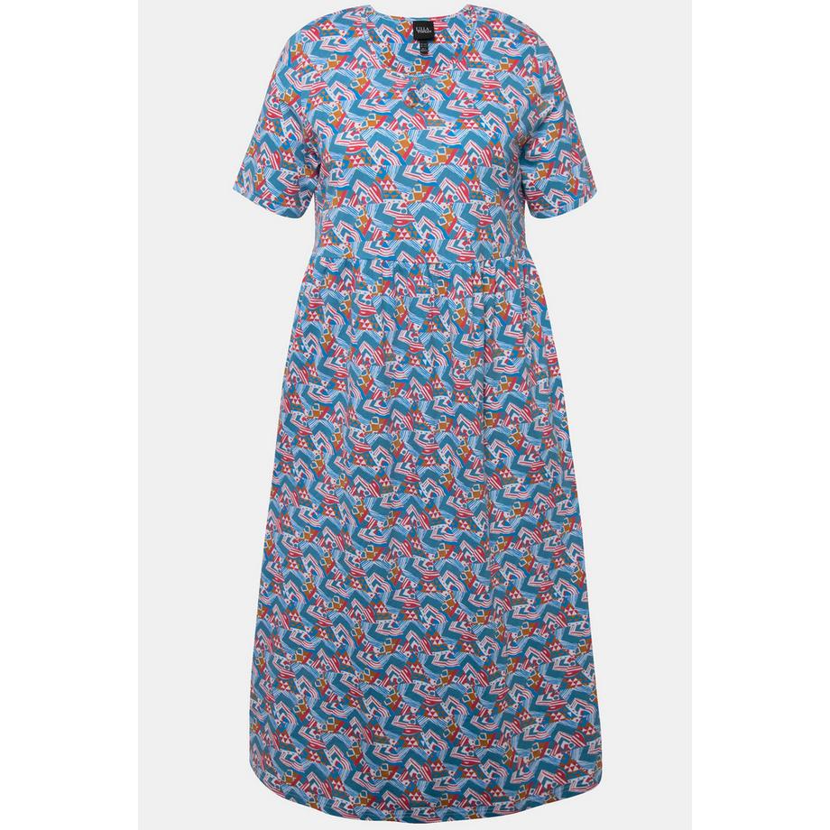 Ulla Popken Maxi Abito Jersey Linea A Girocollo Mezza Manica con Tasche  