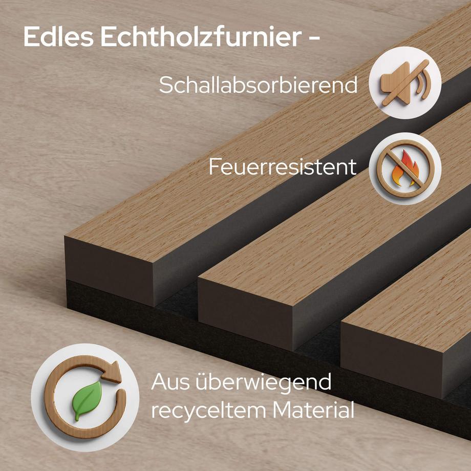 Arebos Panneaux acoustiques, lot de 4 Panneau mural aspect bois  