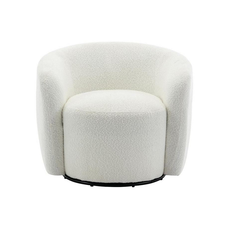 Vente-unique Fauteuil pivotant en tissu bouclette blanc VEREIDE  