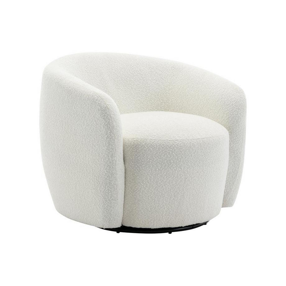 Vente-unique Fauteuil pivotant en tissu bouclette blanc VEREIDE  