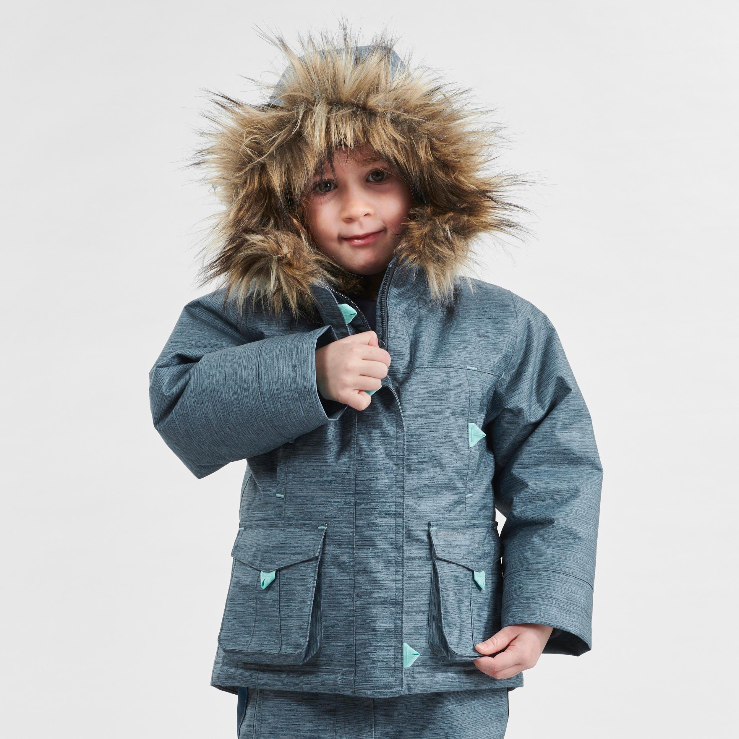 Image of Parka - Sh500 Warm Unisex Blau Bedruckt 96-102CM