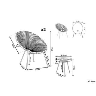 Beliani Set di tavolino e sedie en Rattan sintetico Moderno ACAPULCO II  