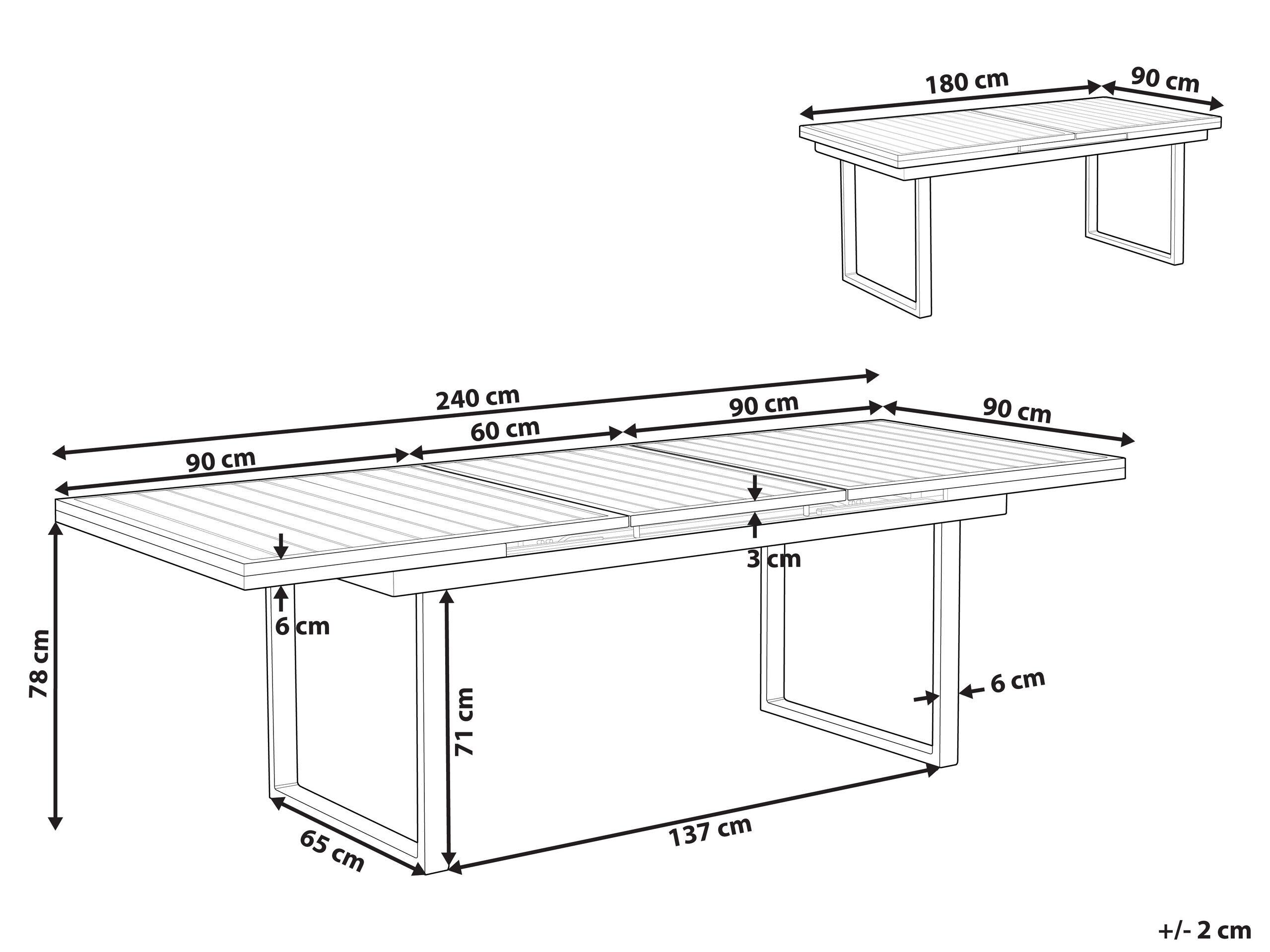 Beliani Gartentisch aus Aluminium Klassisch VALCANETTO  