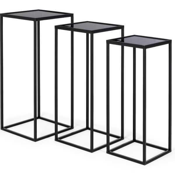 mutoni Table d'Appoint Nucleos Noir 36x41 (lot de 3)  