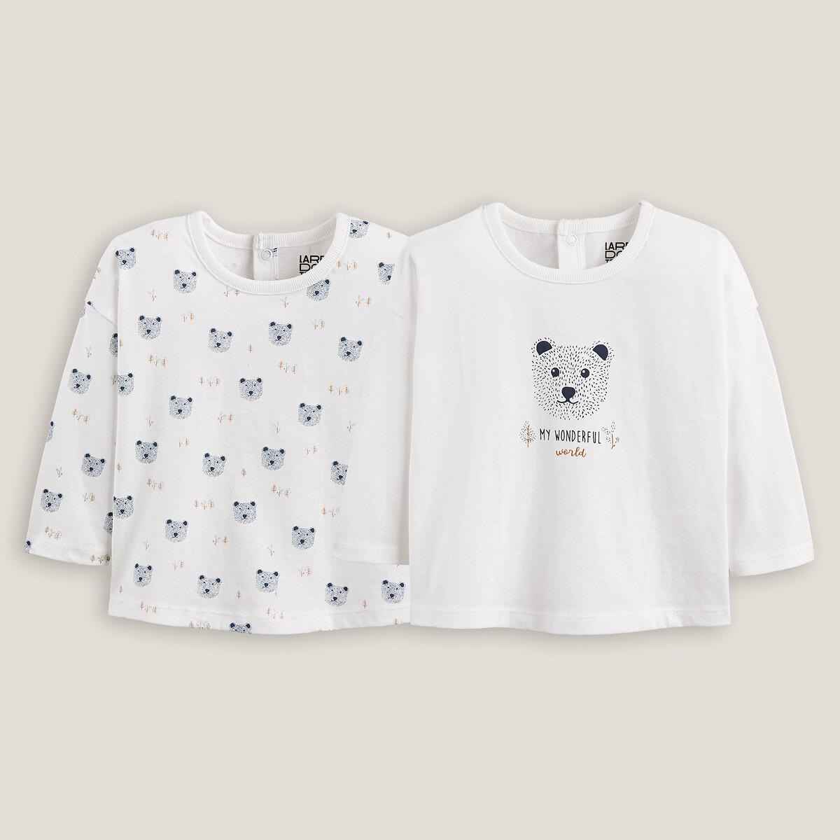 La Redoute Collections  Lot de 2 T-shirts manches longues imprimés ours 