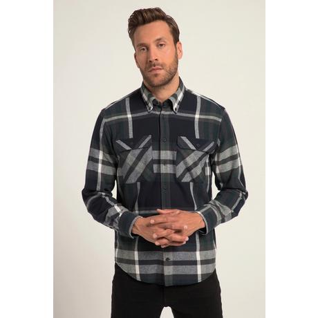 JP1880  Chemise en flanelle à carreaux, manches longues et col à pointes boutonnées- coupe Modern Fit 