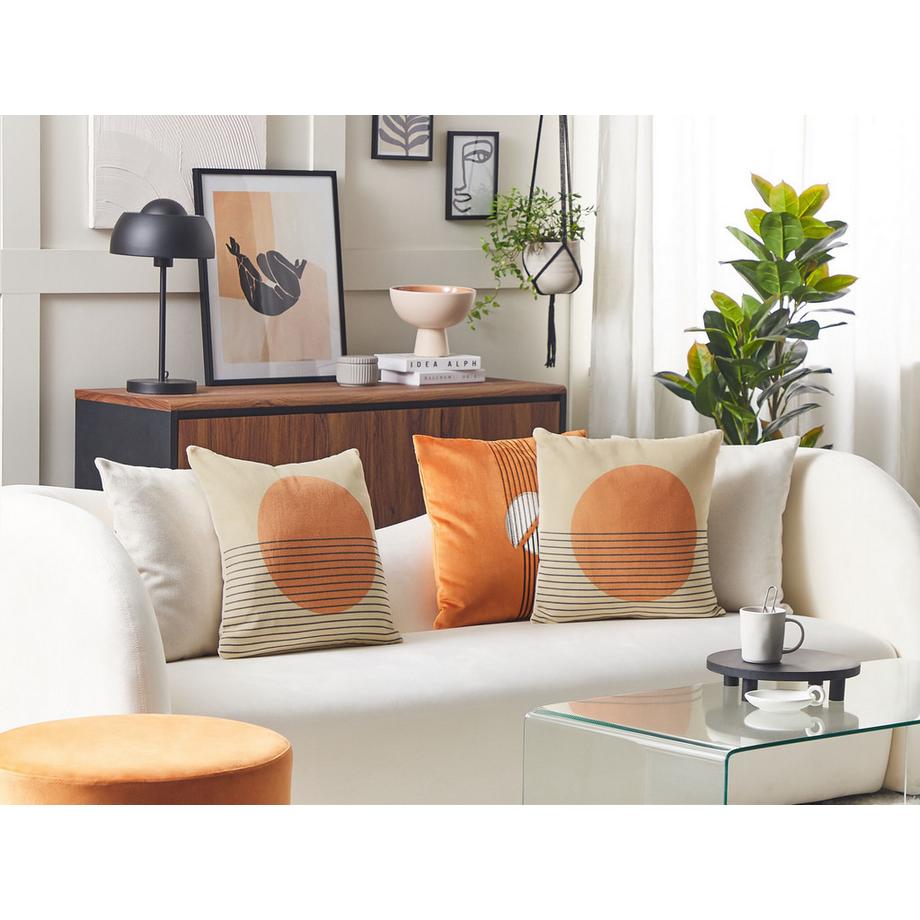 Beliani Dekokissen 2er Set aus Baumwolle Modern MOONFLOWER  