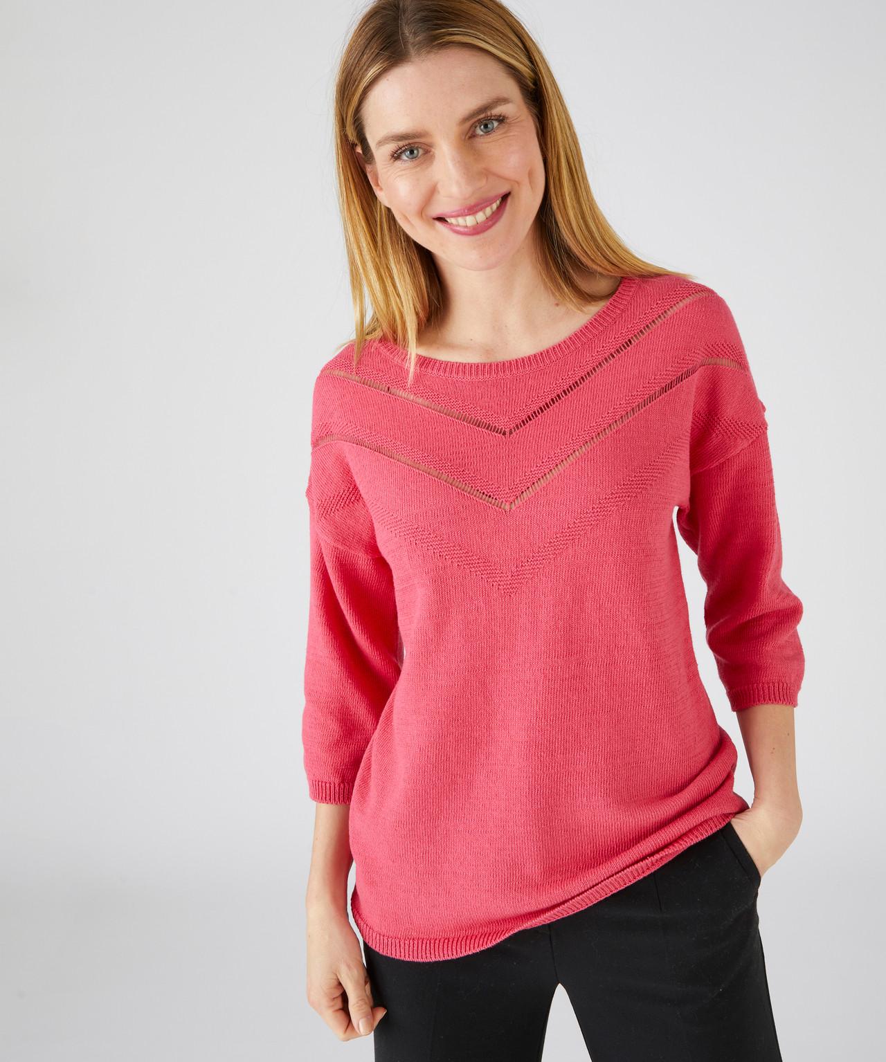 Image of Pullover Mit Ajour-motiv. Damen Rot 34/36