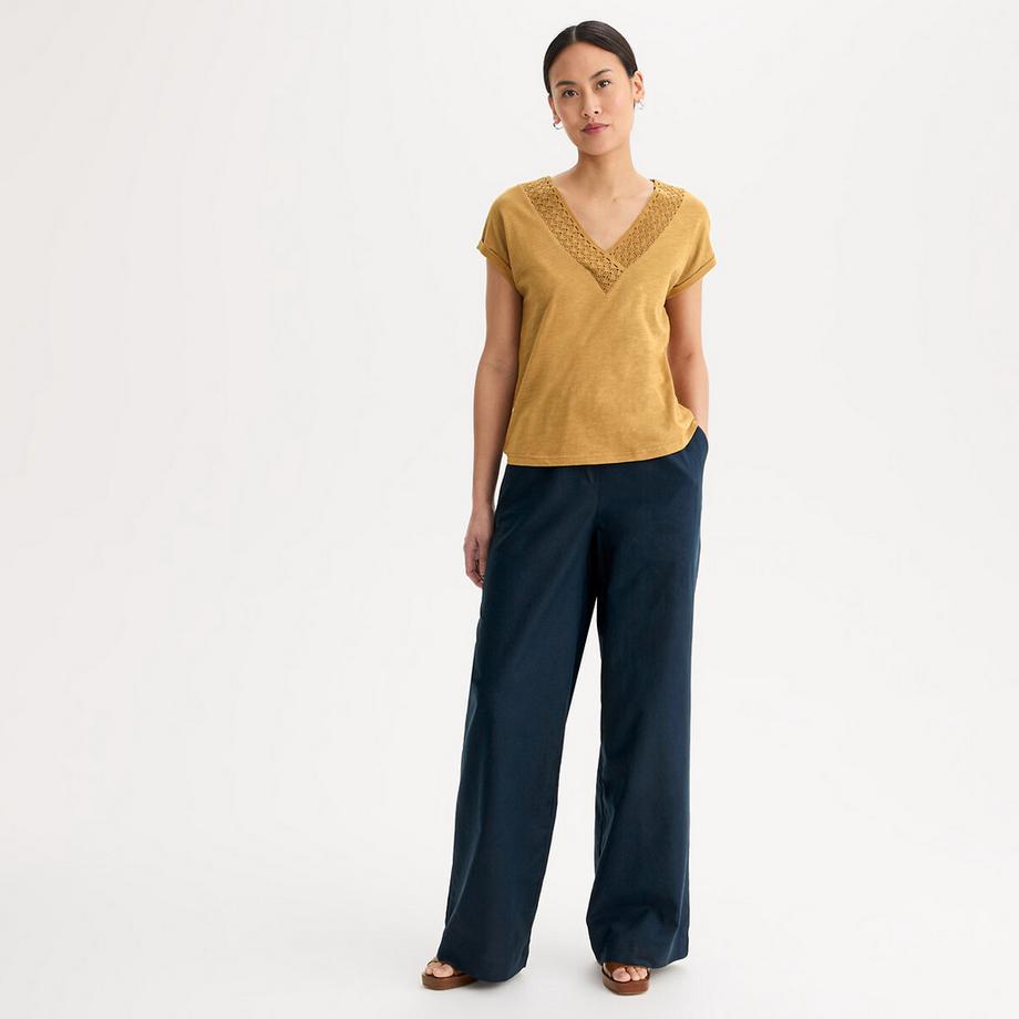 La Redoute Collections Pantalon Large en Lin Coton Mélangé à Taille Élastiquée  