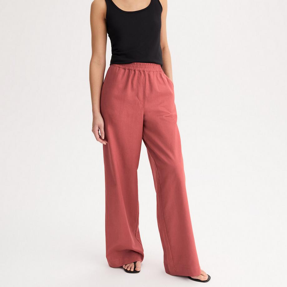 La Redoute Collections Pantalon Large en Lin Coton Mélangé à Taille Élastiquée  