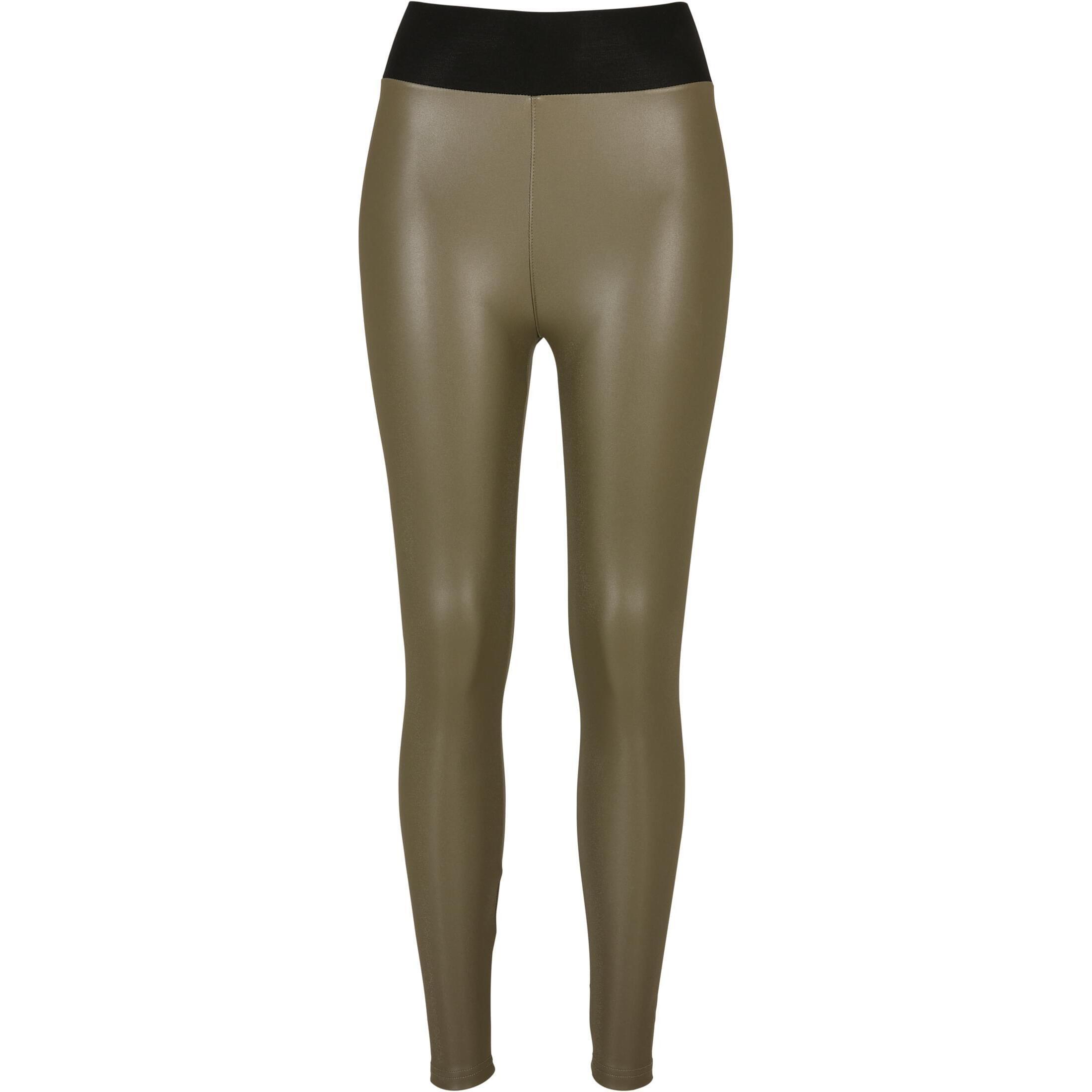 Image of Legging Au Kuntleder Mit Hoher Taille, Frau Urban Claic Damen Olivegrün S