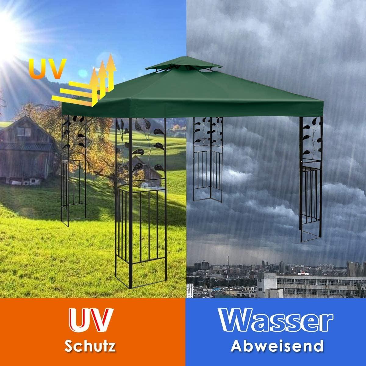 Northix Ersatz-Oberabdeckung 300 x 300 cm Terrassenüberdachung für Doppelstöckigen Pavillon Dunkelgrün  